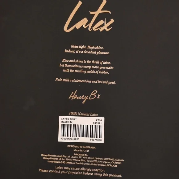 Honey Birdette Black Latex Pencil Skirt - M - Picture 2 of 3